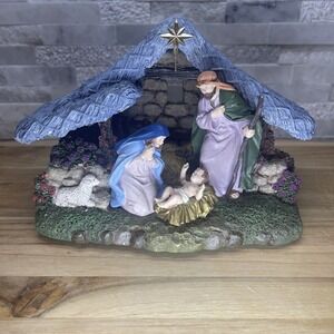 Thomas Kinkade resin Christmas Nativity scene Manger Holiday Jesus Mary Joseph
